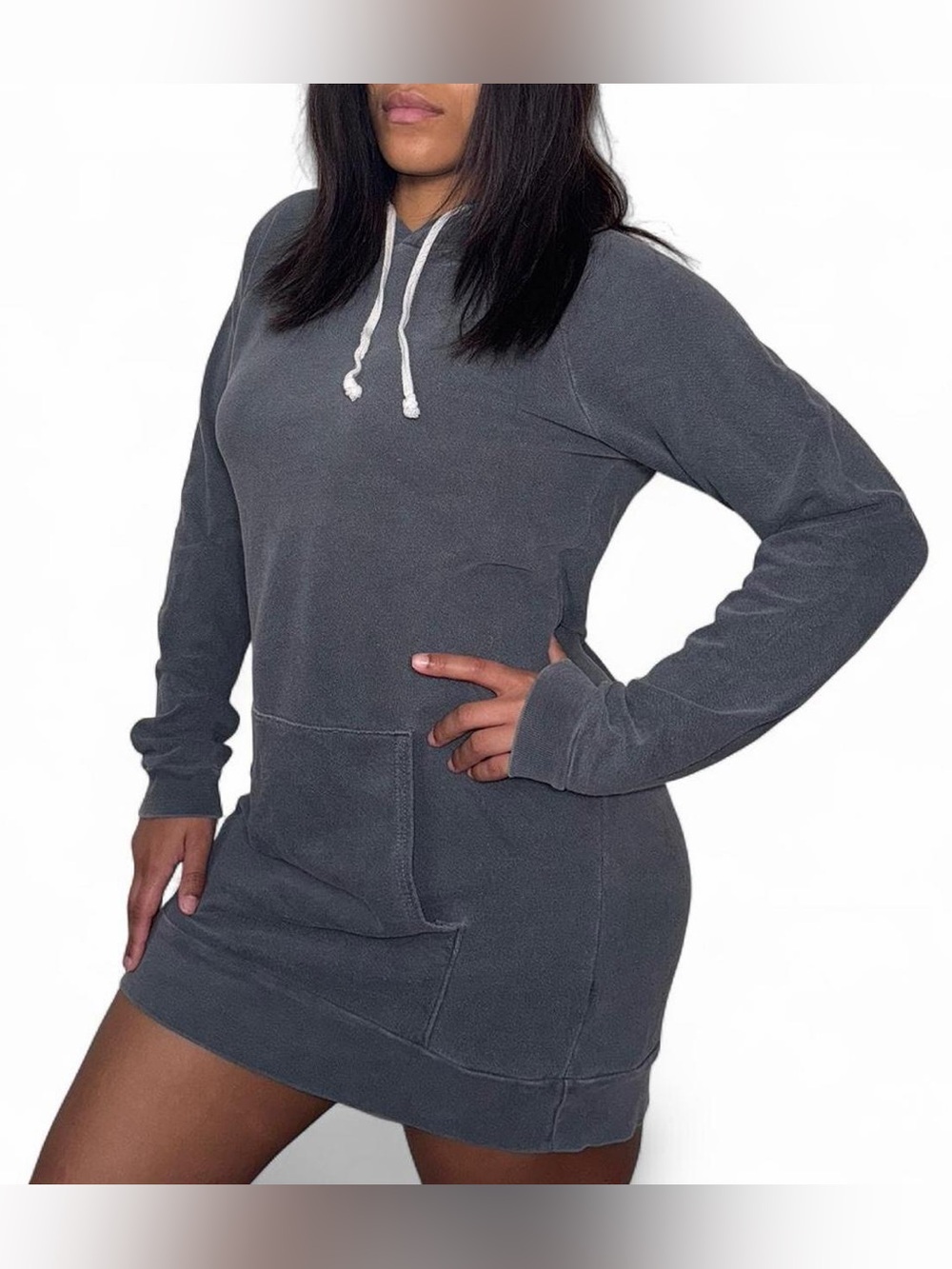 American Apparel Charcoal Gray Hoodie Mini Dress